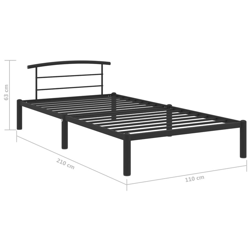 284657  Bed Frame without Mattress Black Metal 100x200 cm