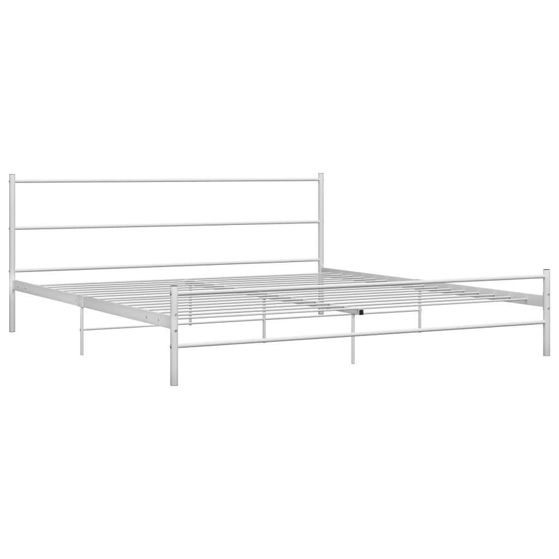 284698  Bed Frame without Mattress White Metal 200x200 cm