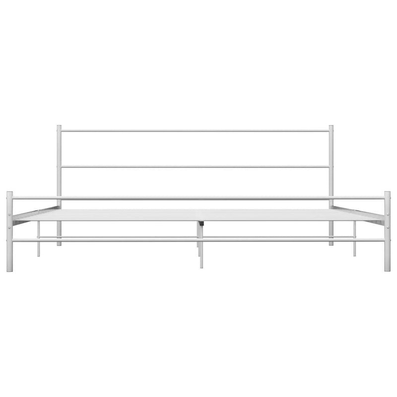 284698  Bed Frame without Mattress White Metal 200x200 cm