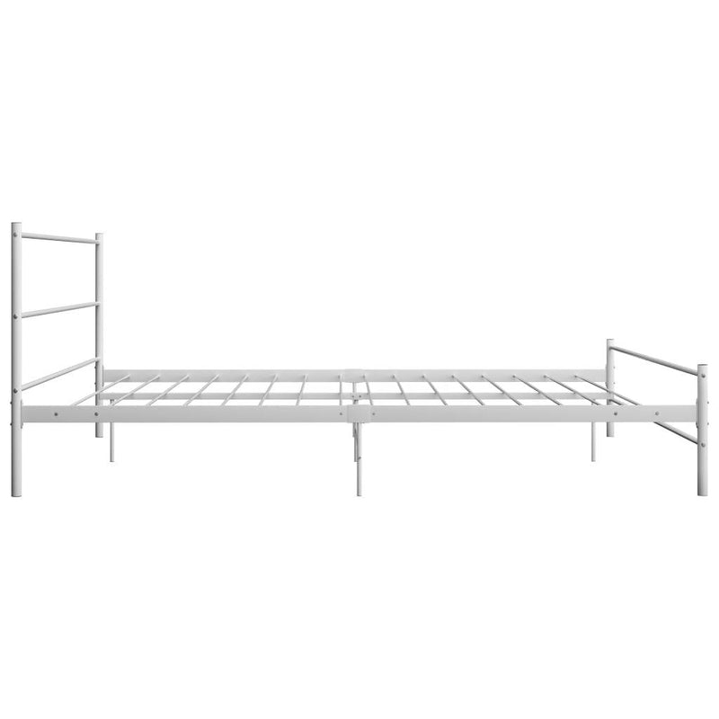 284698  Bed Frame without Mattress White Metal 200x200 cm