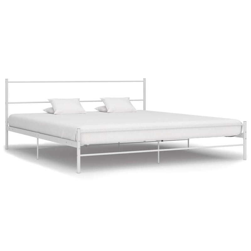 284698  Bed Frame without Mattress White Metal 200x200 cm