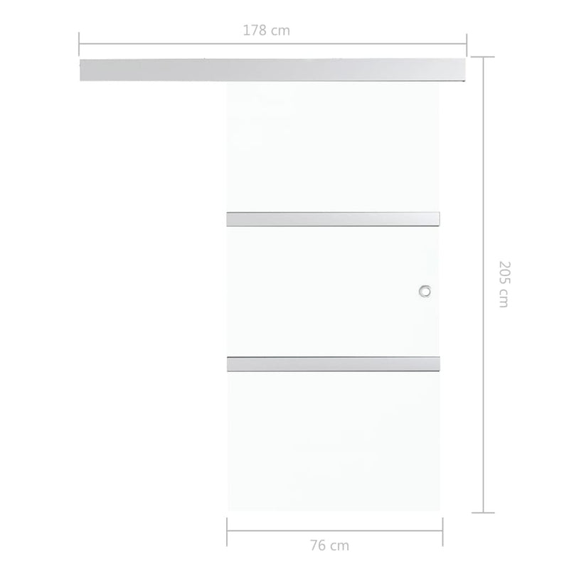 Sliding Door with Soft Stops ESG Glass and Aluminium 76x205 cm