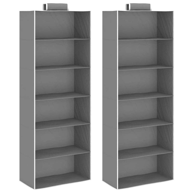 Hanging Closet Organisers 2 pcs with 6 Shelves Fabric