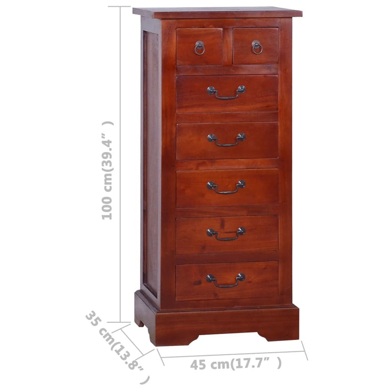 Chest of Drawers Classical Brown 45x35x100cm Solid Mahogany Wood