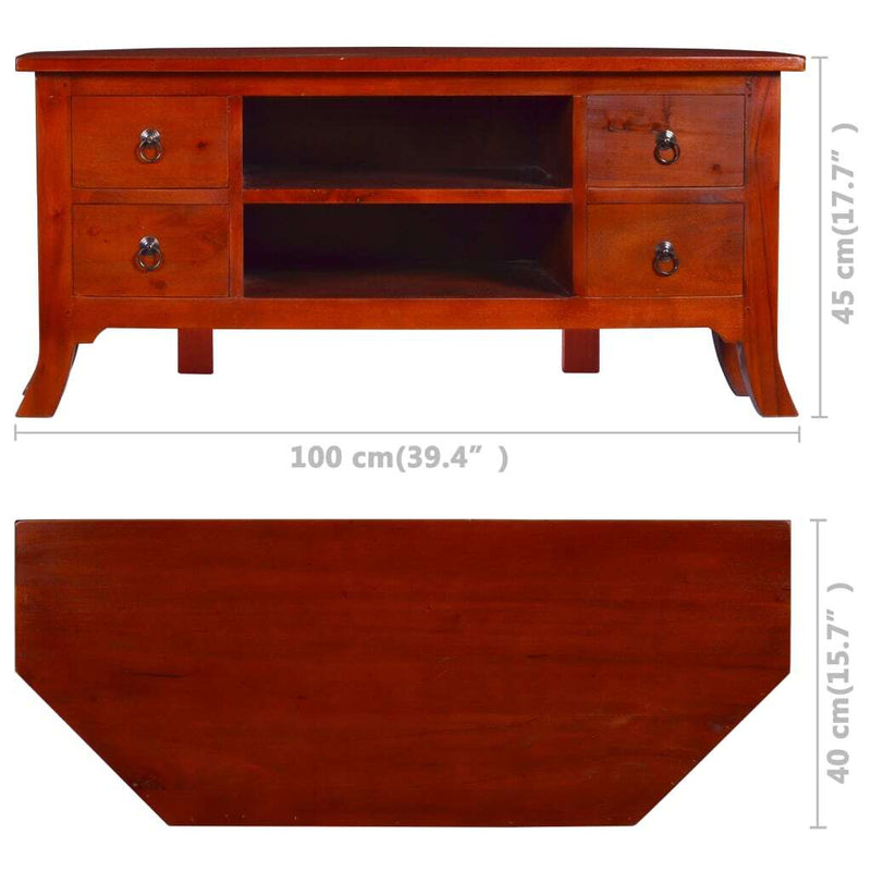 TV Cabinet Classical Brown 100x40x45 cm Solid Mahogany Wood