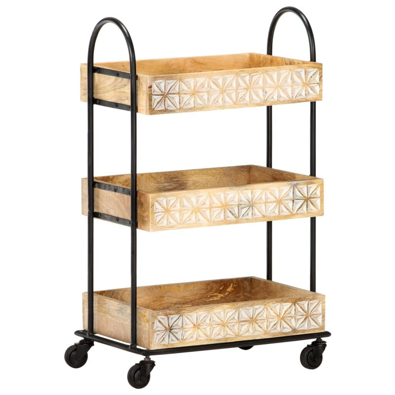 3-Tier Kitchen Trolley 46x30x76 cm Solid Mango Wood