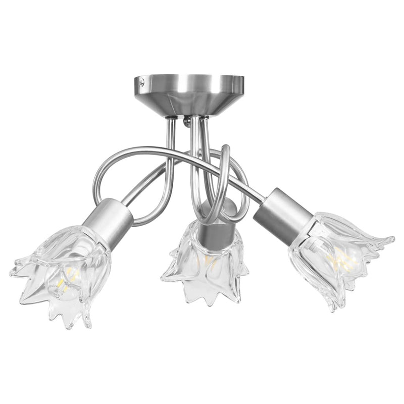 Ceiling Lamp with Transparent Glass Shades for 3 E14 Bulbs Tulip