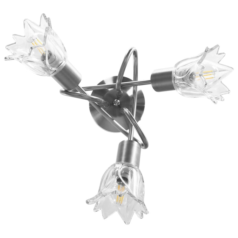 Ceiling Lamp with Transparent Glass Shades for 3 E14 Bulbs Tulip