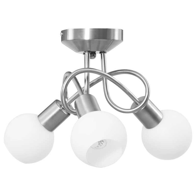 Ceiling Lamp with Ceramic Shades for 3 E14 Bulbs White Bowl