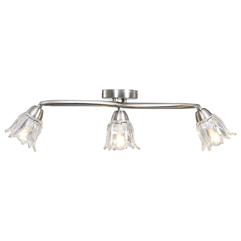 Ceiling Lamp with Transparent Glass Shades for 3 E14 Bulbs Tulip