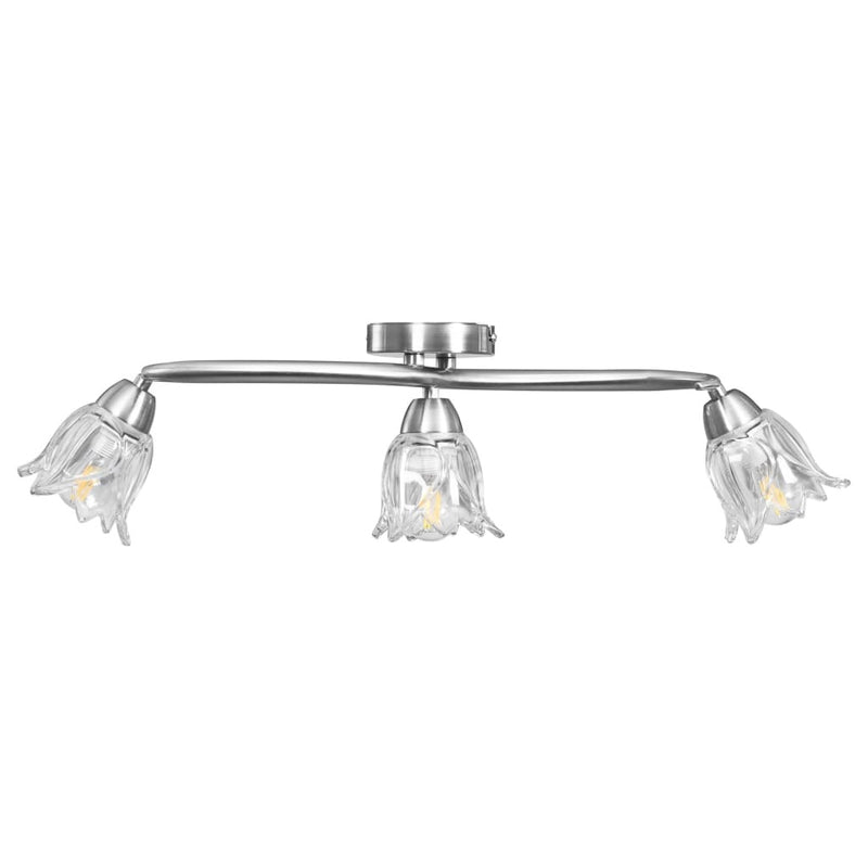 Ceiling Lamp with Transparent Glass Shades for 3 E14 Bulbs Tulip