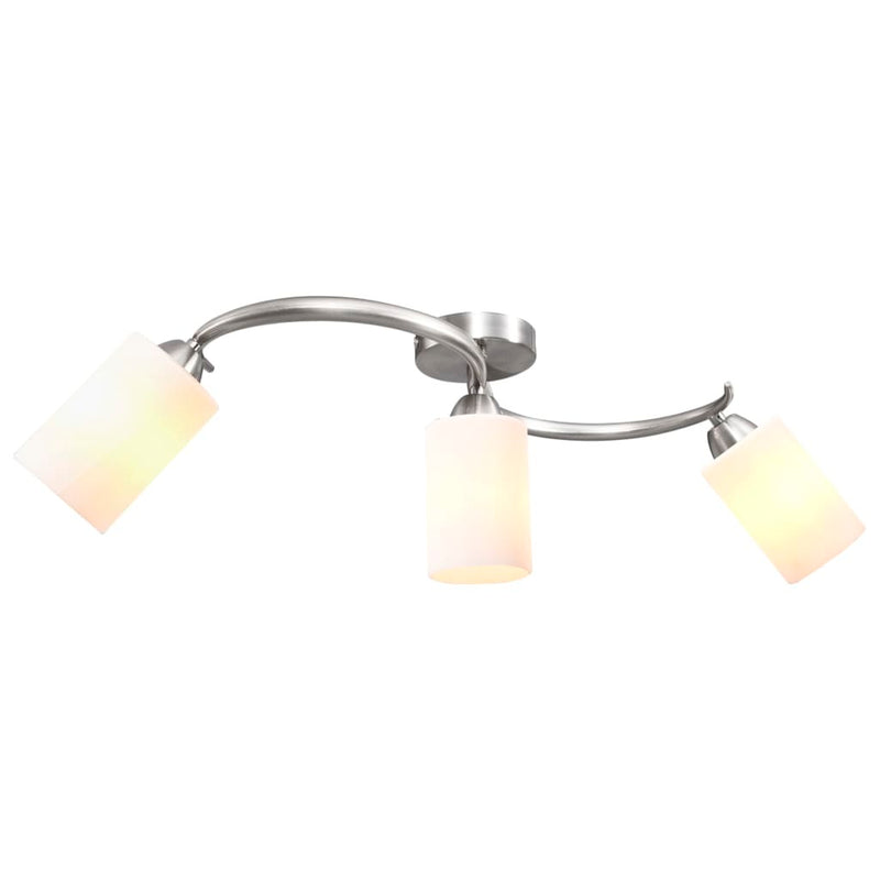 Ceiling Lamp with Ceramic Shades for 3 E14 Bulbs White Cone