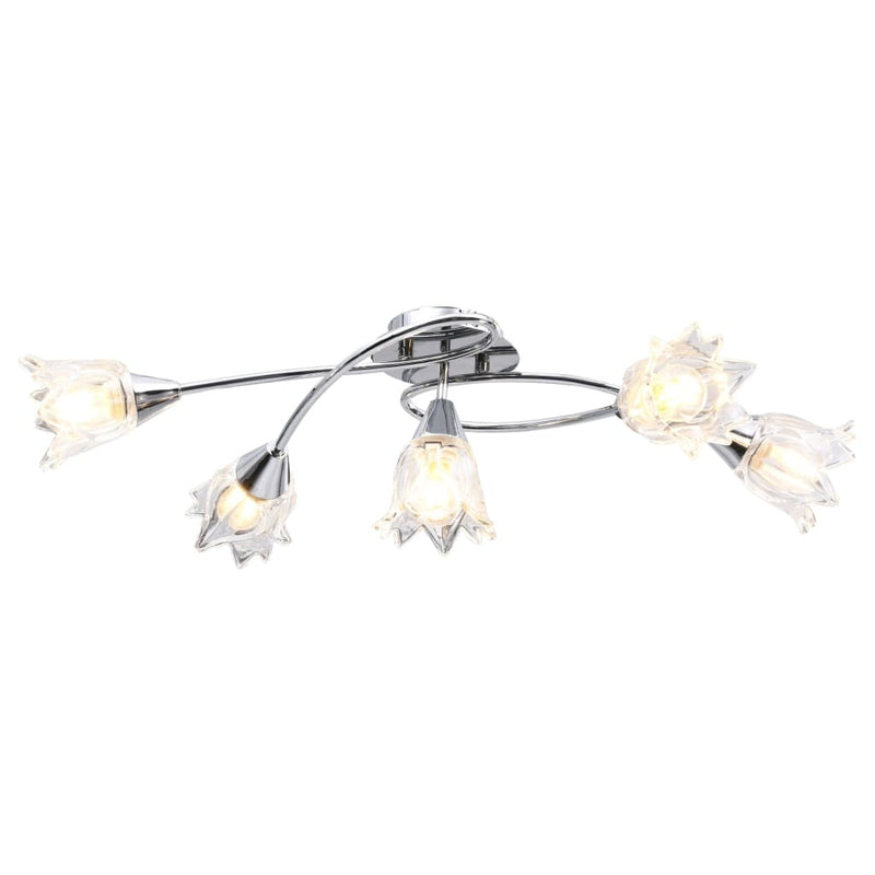 Ceiling Lamp with Transparent Glass Shades for 5 E14 Bulbs Tulip