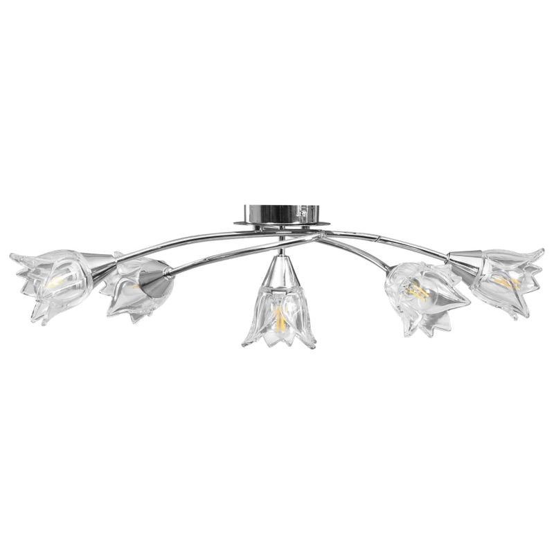 Ceiling Lamp with Transparent Glass Shades for 5 E14 Bulbs Tulip