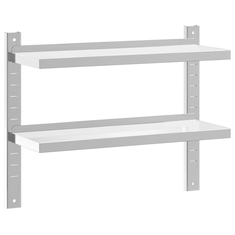 2-Tier Wall Shelf 75x23.5x60 cm Silver Stainless Steel