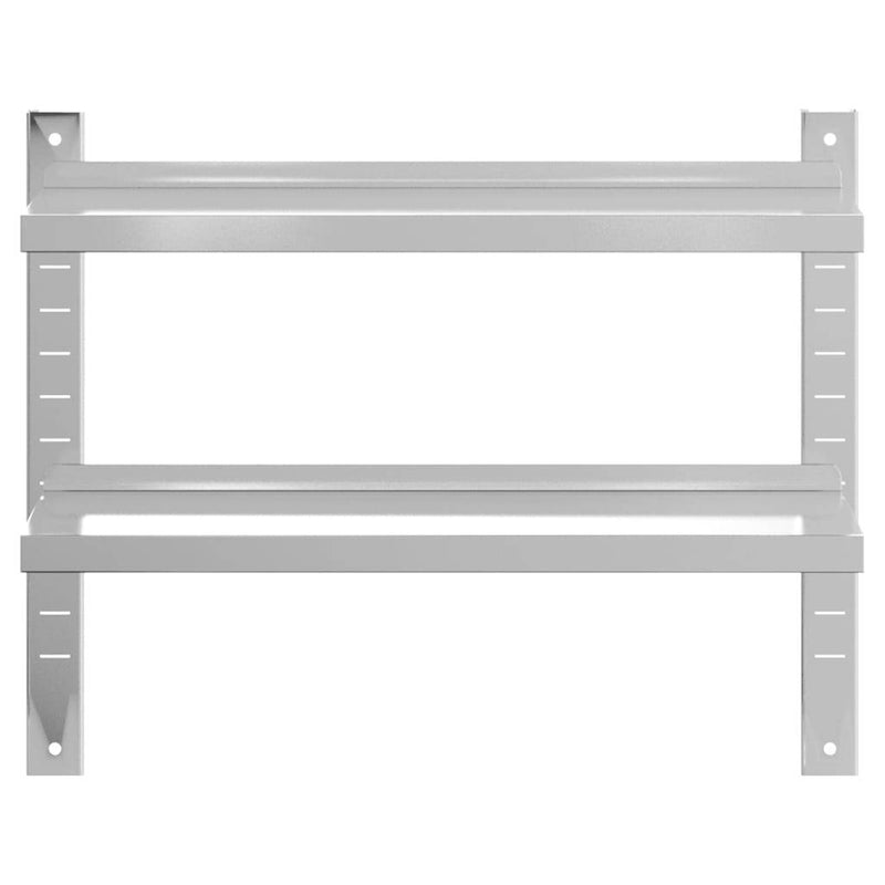 2-Tier Wall Shelf 75x23.5x60 cm Silver Stainless Steel