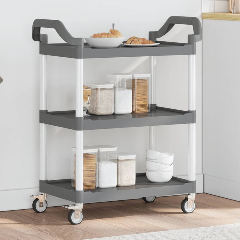 3-Tier Trolley Grey 81x41x92 cm Aluminium