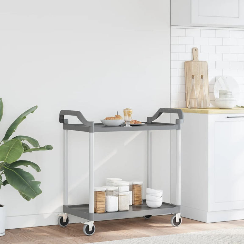 2-Tier Trolley Grey 99x50x97 cm Aluminium