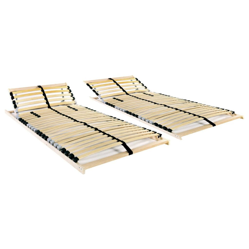 Slatted Bed Bases without Mattress 2 pcs with 28 Slats 70x200 cm