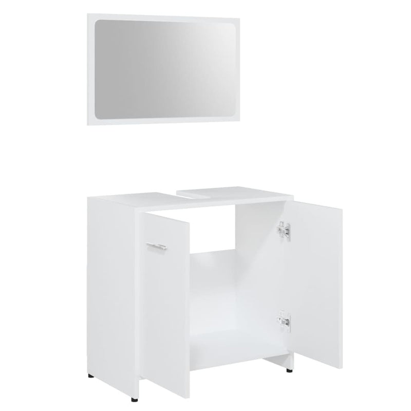 3 Piece Bathroom Furniture Set White Engineered Wood