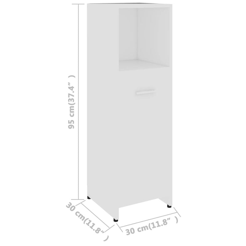 3 Piece Bathroom Furniture Set White Engineered Wood