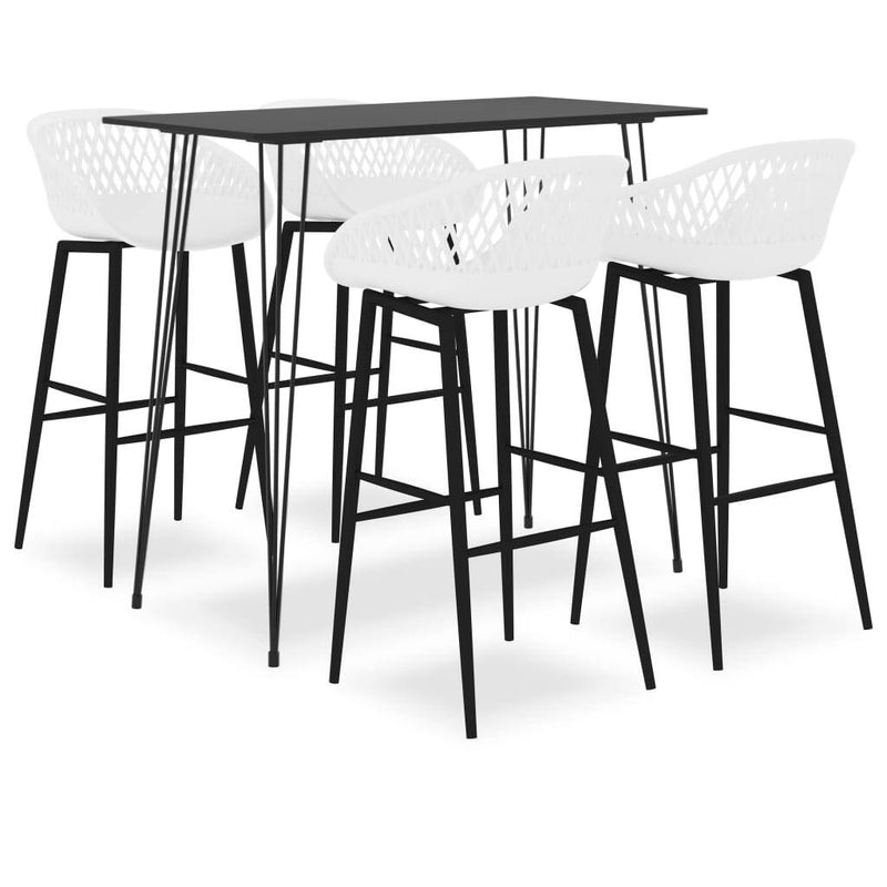 5 Piece Bar Set Black and White