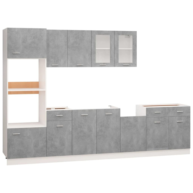 vidaXL 7 Piece Kitchen Cabinet Set Concrete Grey Engineered Wood