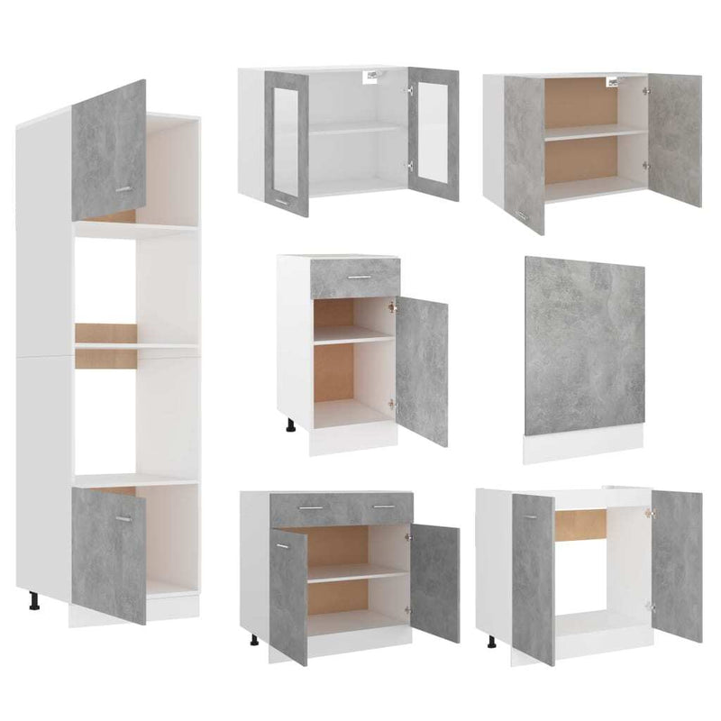 vidaXL 7 Piece Kitchen Cabinet Set Concrete Grey Engineered Wood