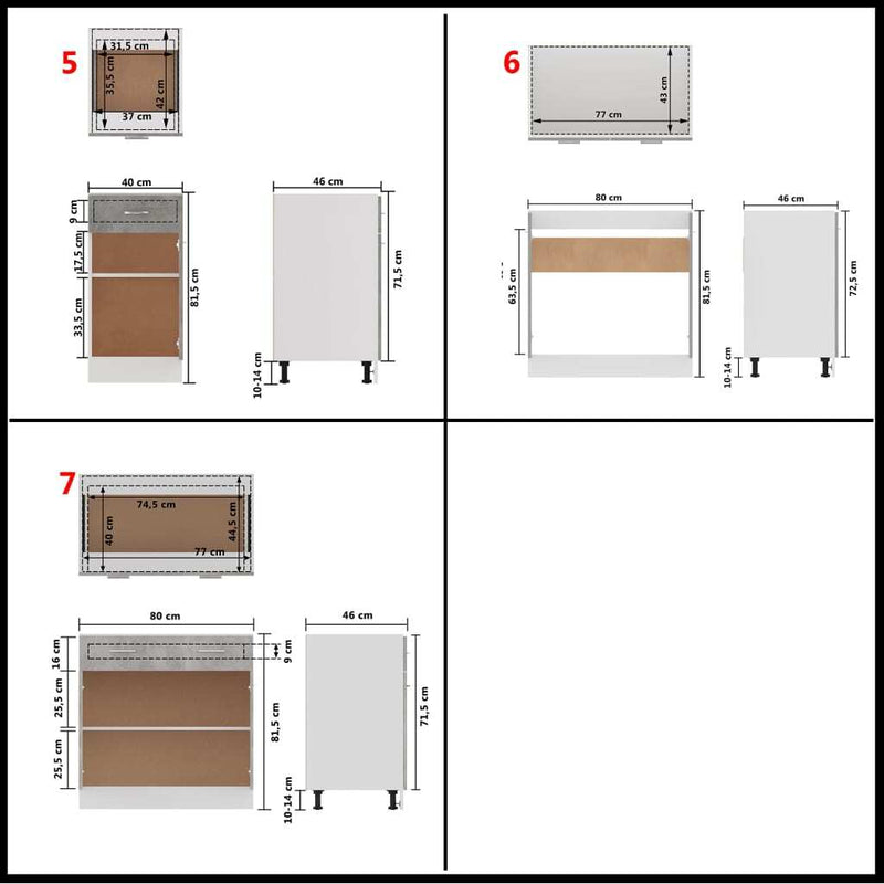 vidaXL 7 Piece Kitchen Cabinet Set Concrete Grey Engineered Wood