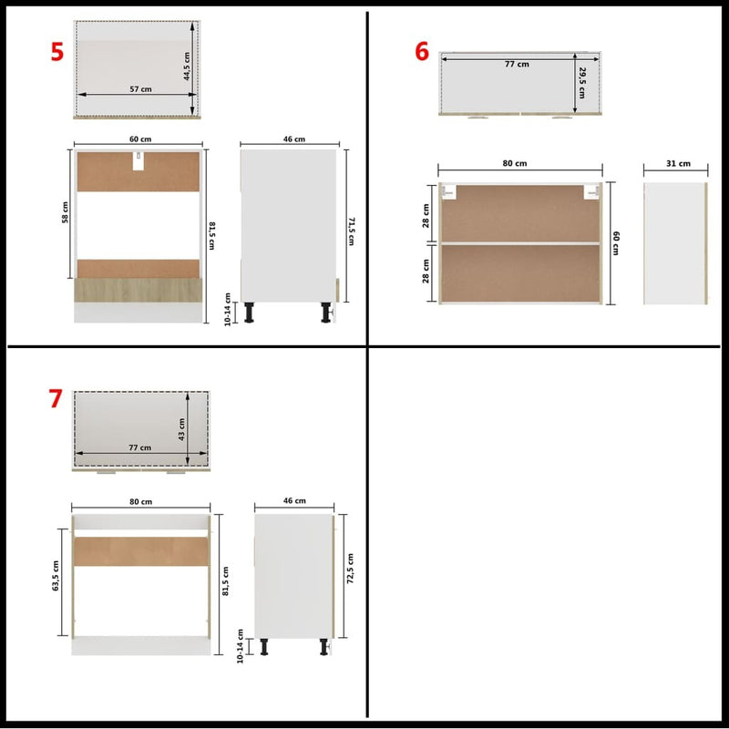 vidaXL 7 Piece Kitchen Cabinet Set Sonoma Oak Engineered Wood