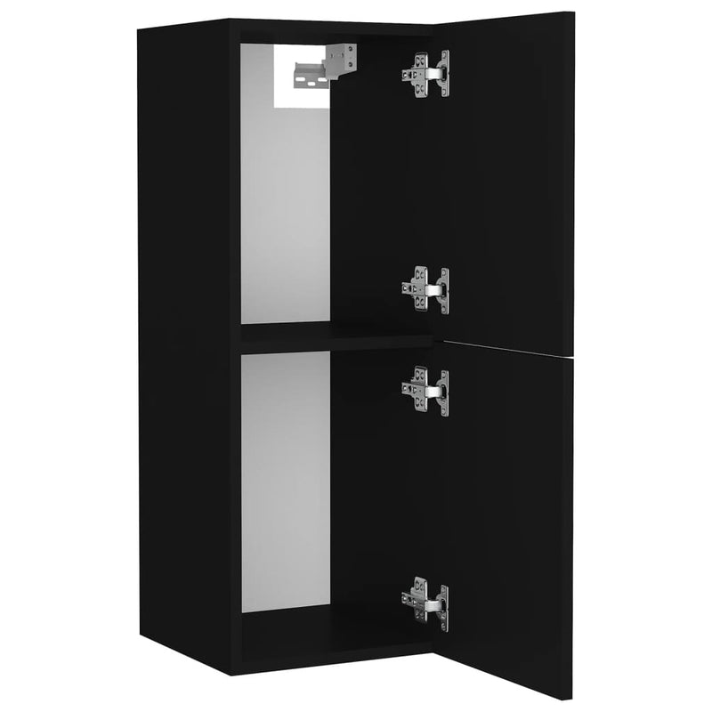 Bathroom Furniture Set Black Engineered Wood