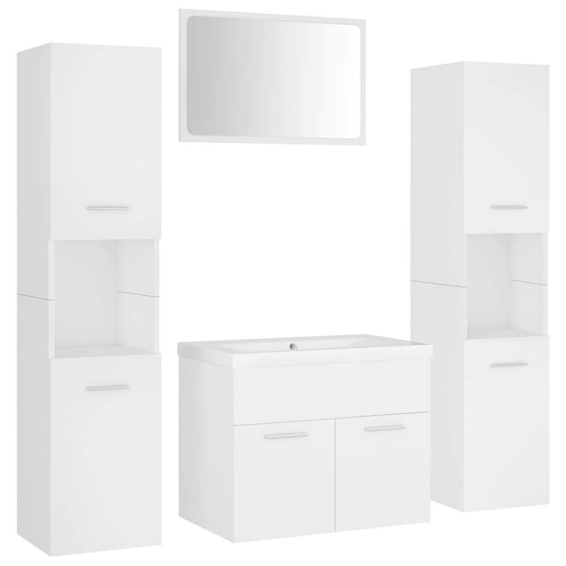 Bathroom Furniture Set White Engineered Wood