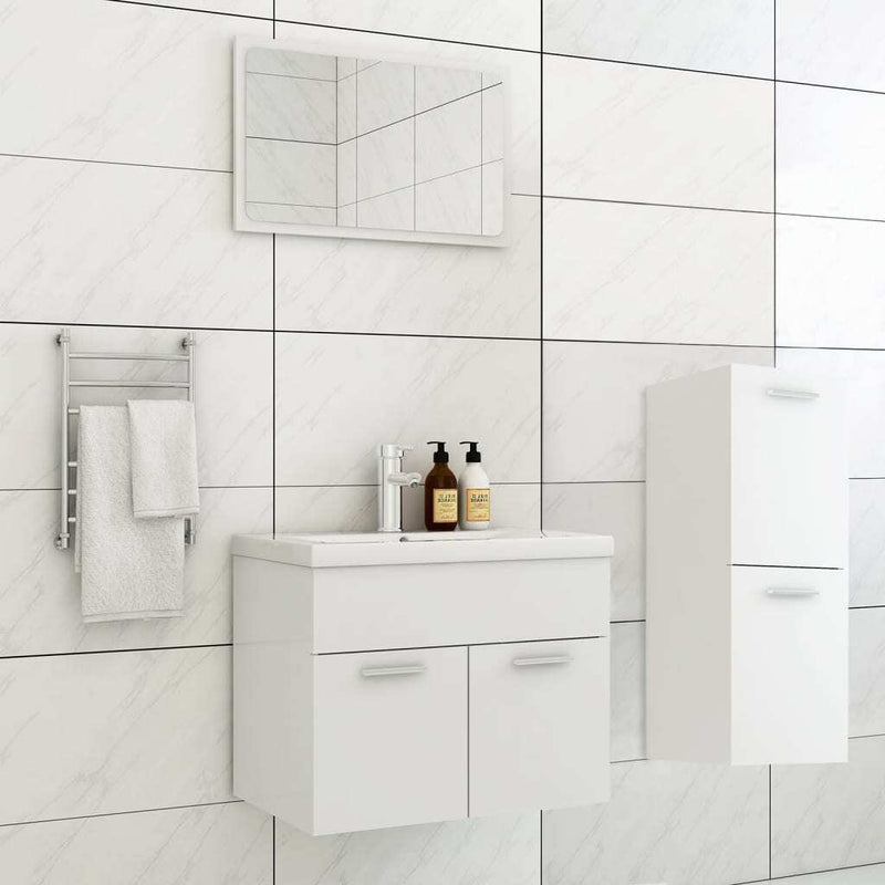 Bathroom Furniture Set White Engineered Wood