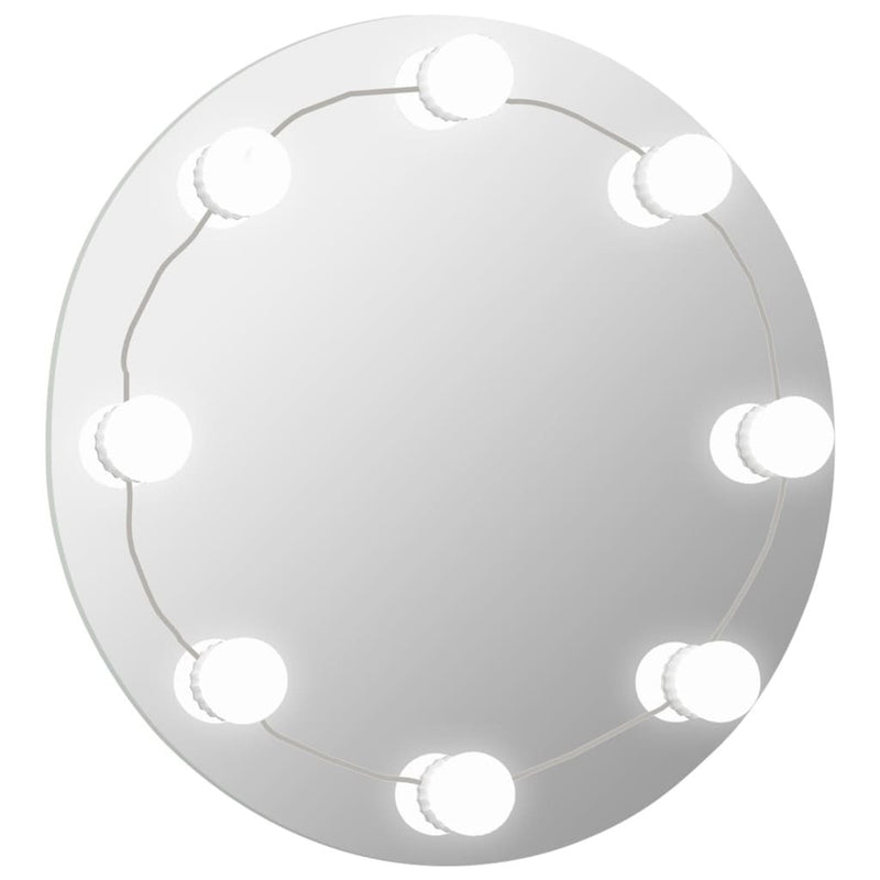 Wall Mirror with LED Lights Round Glass