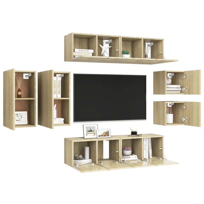 8 Piece TV Cabinet Set Sonoma Oak Engineered Wood