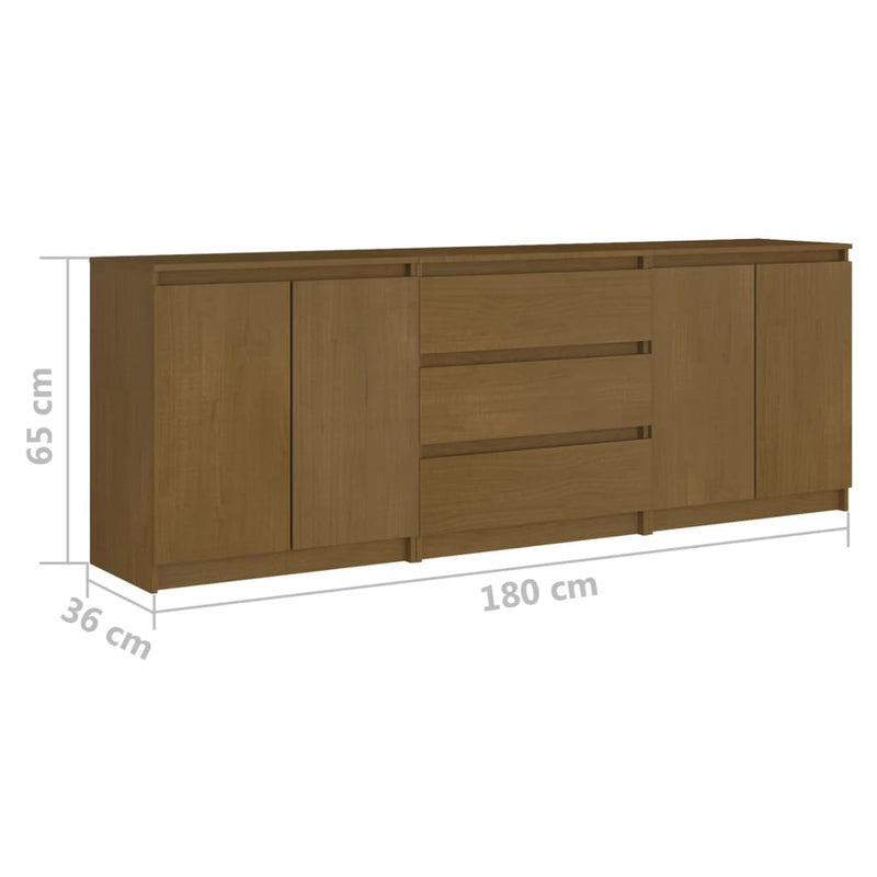 Side Cabinet Honey Brown 180x36x65 cm Solid Pinewood