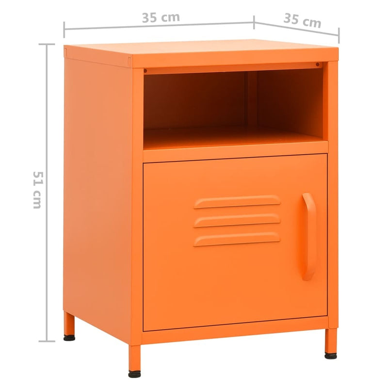 Nightstands 2 pcs Orange 35x35x51 cm Steel