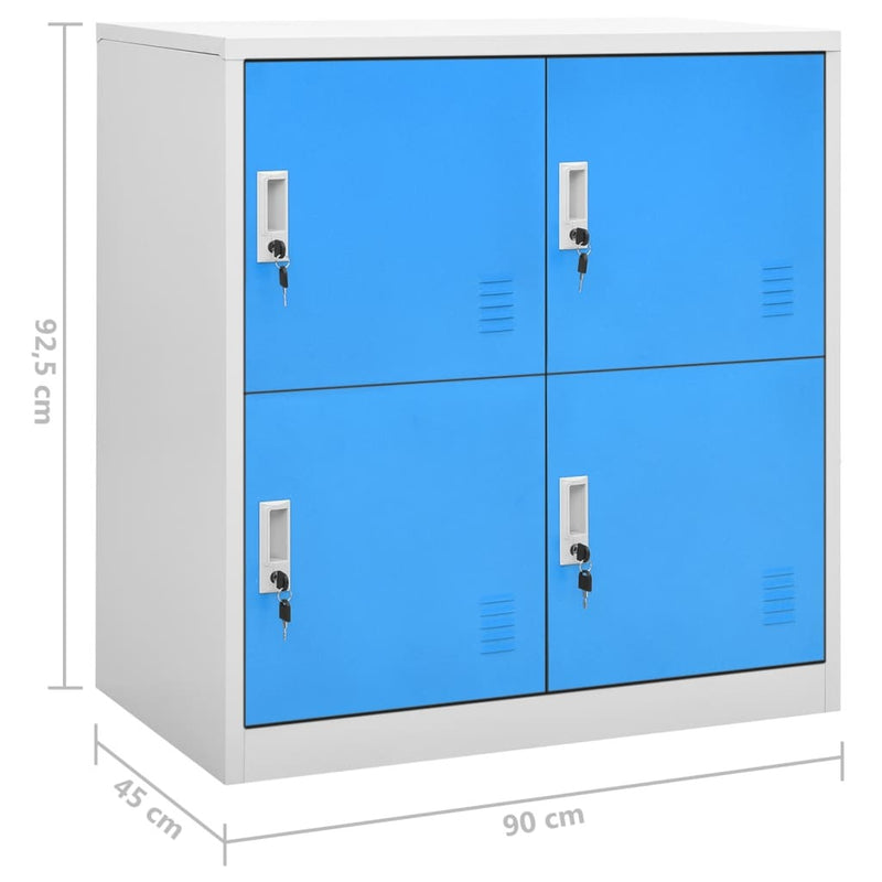 Locker Cabinets 2 pcs Light Grey and Blue 90x45x92.5 cm Steel