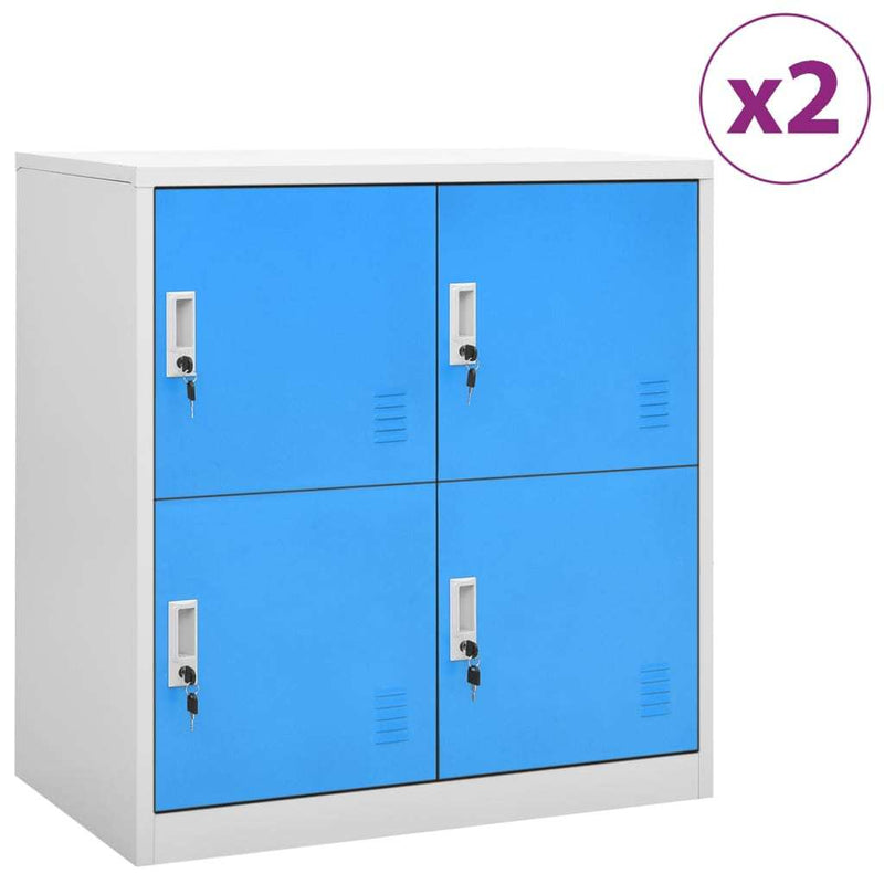 Locker Cabinets 2 pcs Light Grey and Blue 90x45x92.5 cm Steel