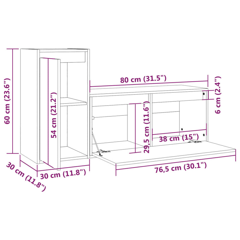 TV Cabinets 2 pcs Honey Brown Solid Wood Pine