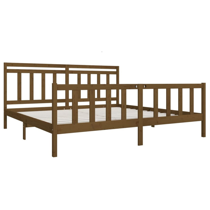 3100981  Bed Frame without Mattress Honey Brown Solid Wood 200x200 cm (810105+814117)