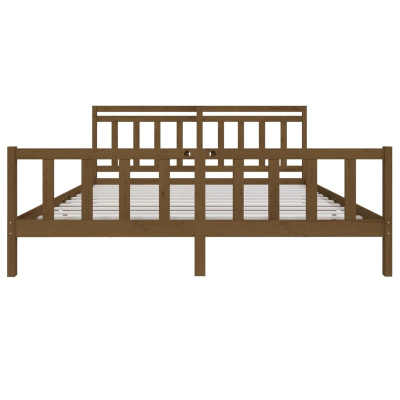 3100981  Bed Frame without Mattress Honey Brown Solid Wood 200x200 cm (810105+814117)