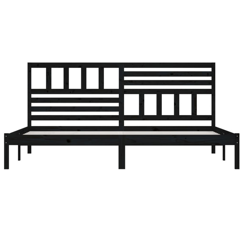 Bed Frame without Mattress Black Solid Wood Pine 200x200 cm