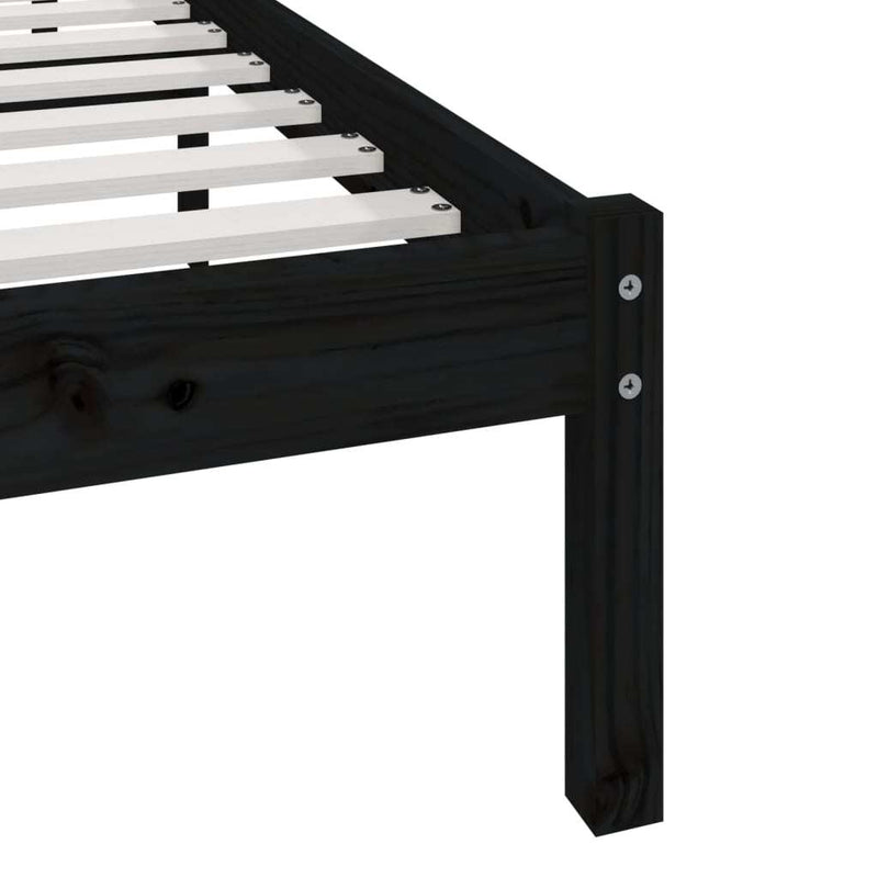 Bed Frame without Mattress Black Solid Wood Pine 200x200 cm