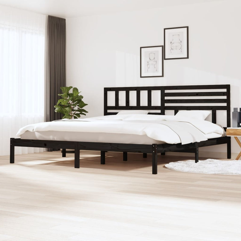 Bed Frame without Mattress Black Solid Wood Pine 200x200 cm