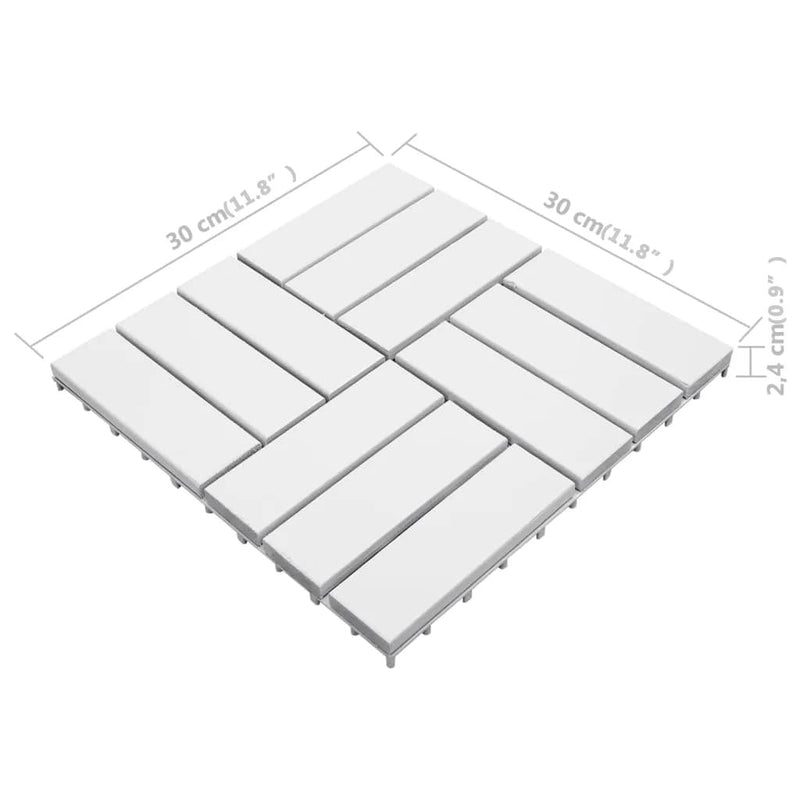 vidaXL Decking Tiles 10 pcs White 30x30 cm Solid Acacia Wood