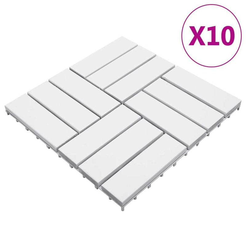 vidaXL Decking Tiles 10 pcs White 30x30 cm Solid Acacia Wood