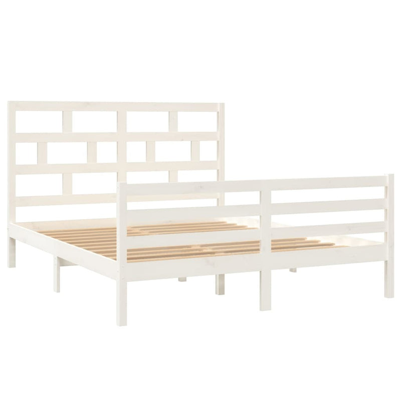 3101294  Bed Frame without Mattress White Solid Wood 160x200 cm (810441+814205)