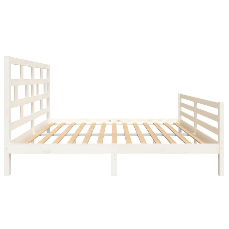 3101294  Bed Frame without Mattress White Solid Wood 160x200 cm (810441+814205)