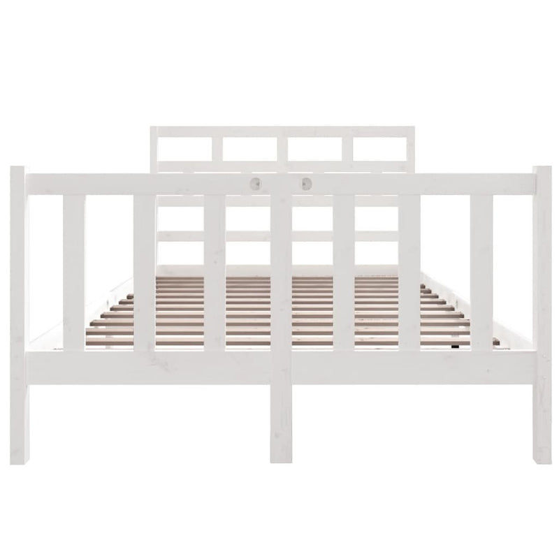 Bed Frame without Mattress White Solid Wood Pine Small Double